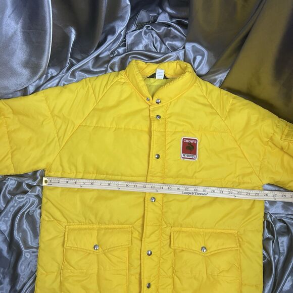 Vintage Swingster Racing Jacket Mens XL Crows Hybrids Yellow 70s Puffer Coat USA - Picture 16 of 16